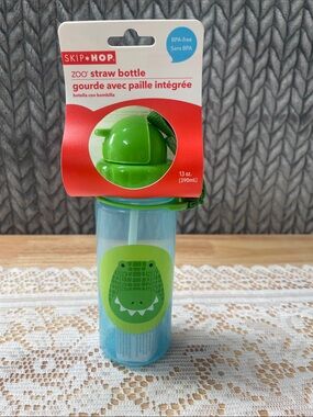 Skip Hop Blue & Green Alligator Straw Bottle - Zoo Collection